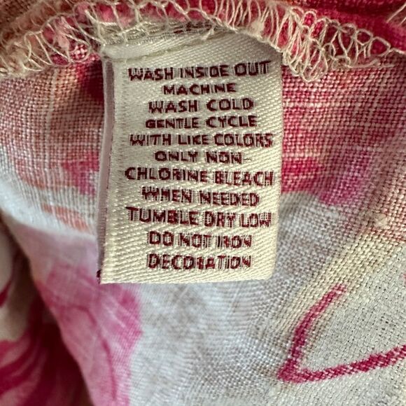 NWT JM Collection Tan & Pink 100% Linen Floral V-Neck Blouse Top Shirt Size 20W - Picture 5 of 6